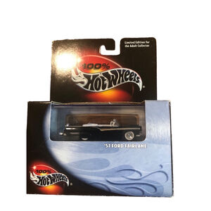 100% Hot Wheels '57 Ford Fairlane Black Toy Car Limited Edition Black Box